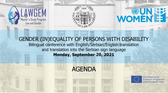 AGENDA - GENDER (IN)EQUALITY OF PERSONS WITH DISABILITIES