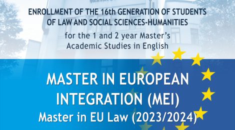 MASTER IN EUROPEAN INTEGRATION - ENROLLMENT OF THE 16th GENERATION OF STUDENTS