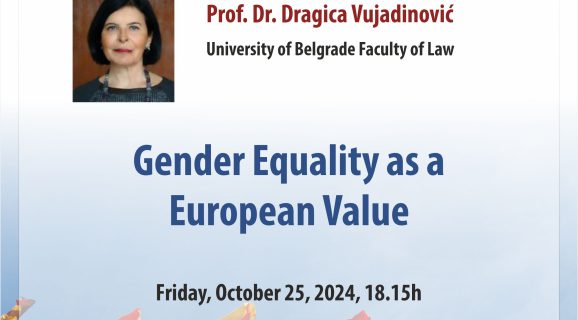 MEI - EUROPEAN LECTURE: Gender Equality as a European Value - Prof. Dr. Dragica Vujadinović