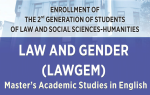 ENROLLMENT FOR MASTER ACADEMIC STUDIES – LAW AND GENDER IN ACADEMIC YEAR 2025/2026.