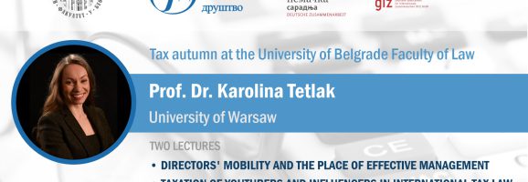 Tax autumn at the University of Belgrade Faculty of Law - Two lectures