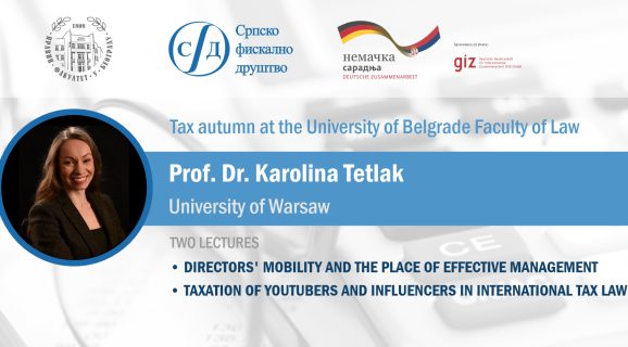 Tax autumn at the University of Belgrade Faculty of Law - Two lectures