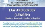 ENROLLMENT OF THIRD GENERATION – LAW AND GENDER MASTER ACADEMIC STUDIES – YEAR 2026/2027.