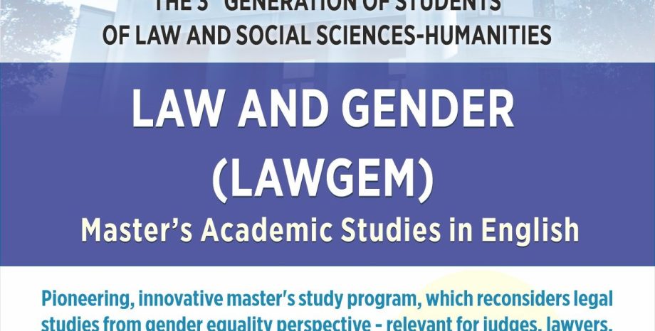 ENROLLMENT OF THIRD GENERATION – LAW AND GENDER MASTER ACADEMIC STUDIES – YEAR 2026/2027.